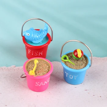 1:12 Lėlių namelis Miniatiūrinė derva Paplūdimys Smėlio žuvis Rutulinis kastuvas Kaušas Pajūrio paplūdimio dekoro modelis Žaislas lėlių namų dekoravimui