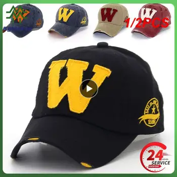 1/2PCS Medvilnės siuvinėjimo raidė W Beisbolo snapback kepurės Kaulų kasketė Kepurė Nelaimingas dėvėjimas Pritaikyta skrybėlė vyrams Custom
