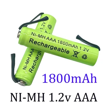 1.2V AAA Ni-MH įkraunamas akumuliatoriaus elementas, 1800mah, su lydmetalio skirtukais Philips Braun elektriniam skustuvui, skustuvui, dantų šepetėliui