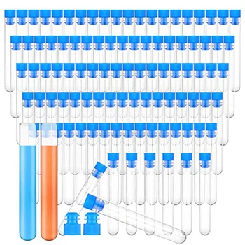 100 vnt 15 ml plastikiniai mėgintuvėliai su dangteliais 16 x 100 mm skaidrūs plastikiniai vamzdeliai su kapsuliais moksliniams eksperimentams Karoliukas