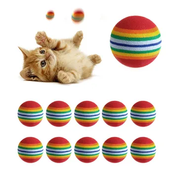 10vnt spalvingas katės žaislinis kamuolys interaktyvūs kačių žaislai žaisti kramtomasis barškutis įbrėžimas natūralių putų kamuolio dresūros naminių gyvūnėlių reikmenys YX#