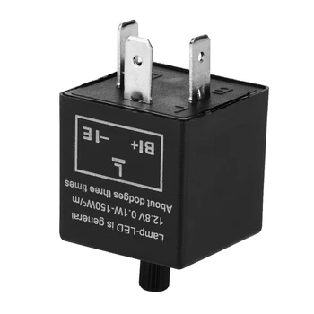 12V 3 kaištis reguliuojamas LED šviesos blykstės mirksėjimo relės įtaisas posūkio signalo indikatoriui 0.1W-150W galia