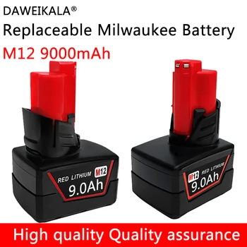 12V 9000mAh įkraunama baterija Milwaukee M12 XC Akumuliatoriniai įrankiai 48-11-2402 48-11-2411 Baterijos 48-11-2401 MIL-12A-L