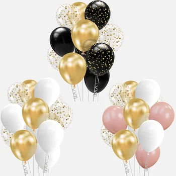 12vnt Juodo aukso konfeti latekso balionas Air Globos vestuviniai balionai 10 30 40 50-ojo gimtadienio šventės dekoravimas Kūdikių dušo reikmenys