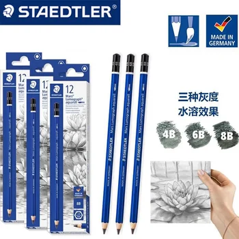 12vnt Vokietija STAEDTLER vandenyje tirpus tapybos pieštukas 100A rašymo piešimo eskizo pieštukas 4B/6B/8B Art Kanceliarinės prekės Anime pieštukas