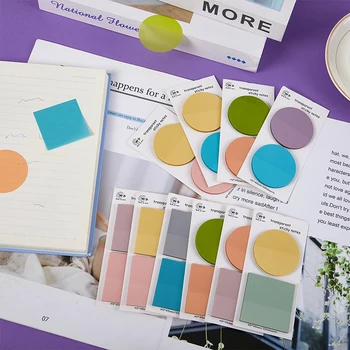 1Nustatykite Morandi spalvos skaidrius lipnius lapelius Memo Pad lipdukai Daily To Do List Užrašų popierius studentų biuro reikmenims