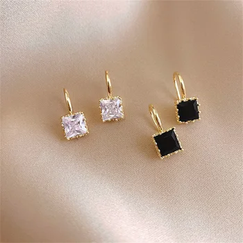 1Pair pažangūs geometriniai krištolo kvadrato kabantys auskarai moterims Korėjietiško stiliaus mados papuošalai Lengvi prabangūs auskarai Vakarėlio dovana
