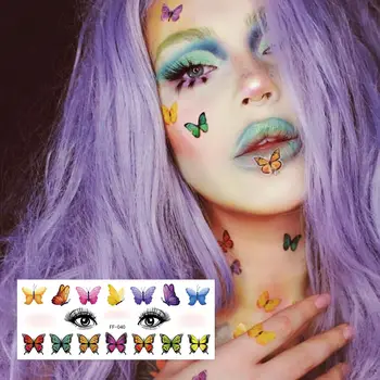 1PCS Helovinas Neperšlampamas tatuiruotės lipdukas 3D gėlių drugelis Meilė Skaistalai Tatuiruotės lipdukas Kūno menas Laikina tatuiruotė mergaitėms