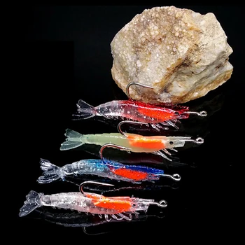 1PCS/ krepšys 6cm 3g Šviesos modeliavimas Krevetės minkštas masalas Dirbtiniai minkšti įrenginiai Žvejybos masalas Bosas Jūros žvejybos reikmenys