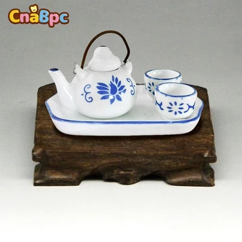 1Rinkinys 1:12 Lėlių namelis Miniatiūrinis keramikos arbatos rinkinys Derinys Arbatinukas Arbatos puodelis Arbatos padėklas Modelis Žaislas 