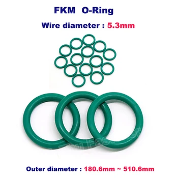1vnt CS 5.3mm FKM O žiedas Fluoro gumos alyvos sandariklis Tarpiklis Fluororubber O-žiedai sandarinimo žiedo ID 170-500mm