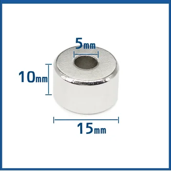 2/5/10/15/20/30PCS 15x10-5 mm storio apvalus priešpriešinis neodimio magnetas 15x10 mm skylė 5mm stiprūs nuolatiniai magnetai Diskas 15*10-5