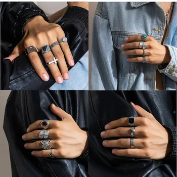 2023 Gothic Skeleton Unisex Ring Set Punk Grunge Butterfly Frog Woman Man Jewelry Hip Hop Party Street Ring Accessories Nauja dovana