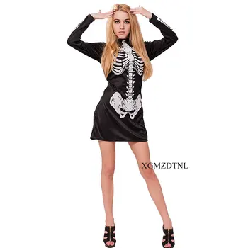 2023 Helovinas Nauja moteriška kaukolės skeleto suknelė Cosplay seksuali suknelė Šventinis vakarėlis Spektaklis Teroro kostiumas