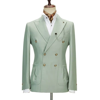 2023 italų dizainerio kostiumai vyrams Dvivietės elegantiškos kelnės Slim Fit laisvalaikio striukė su 2 pleistrų kišenėmis