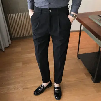 2023 Ruduo žiema Vyrų mados verslas Laisvalaikio kelnės Vyriškos tiesios velvetinės kelnės Vyrai Korėjietiškos vienspalvės kostiuminės kelnės H384