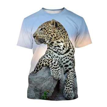 2023 Vyriški ir moteriški marškinėliai Laisvalaikio marškiniai Juokingos laisvos viršūnės Nauja mada Animal Leopard 3D spausdinimas
