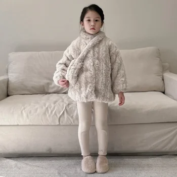 2023 Žiema Naujas korėjietiško stiliaus mergaičių dygsniuotas paltas su krepšiu Vaikai Šiltas vilnonis paltas Mergaitė Žieminis paltas Kailis Kieti žieminiai drabužiai
