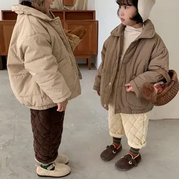 2023 Žiemos mergaitės Berniukai Atsitiktinis storas šiltas vilnos švarkas Kūdikių vaikai Vaikai Viršutiniai drabužiai Dviejų spalvų