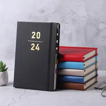2024 Nešiojama dienotvarkės knyga Kalendoriaus knyga A5 PU užrašų knygelės Kūrybinės planavimo priemonės priminimas Darbalaukio datos kalendorius Dienoraščio planavimo priemonė