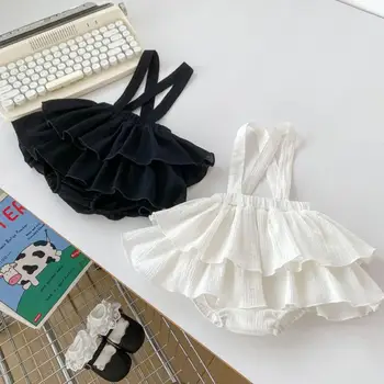2024 Spring New Baby Berankovių smėlinukų mergaičių kombinezonas Baby Toddler Solid Versatile Strap Dress Cute Princess Sling Suknelė
