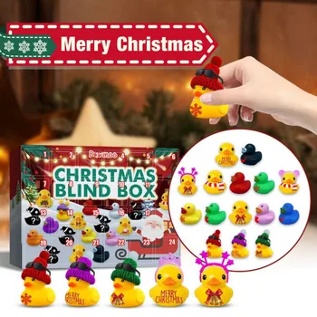 24vnt Kalėdų advento kalendorius Žaislų dėžutės rinkinys Miela guminė antis Mochi gyvūnas Naujųjų metų atgalinis skaičiavimas Streso malšinimas Vaiko dovana Naujas atvykimas