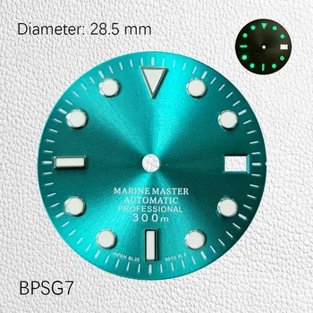 28.5mm Žalias švytėjimas Saulės raštas SUB Vienas kalendorius NH35 Dial NH35 dėklas Laikrodžių priedai Individualus laikrodis / S ko mod