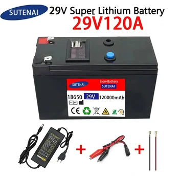 29V Baterija 120Ah 18650 ličio baterija Įkraunama baterija saulės energijai elektromobilio baterija+29.4v2A įkroviklis