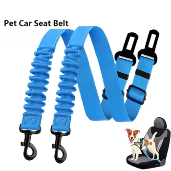 2vnt Naminių gyvūnėlių saugos diržas reguliuojamas elastingas šuns pavadėlis Ištraukiamas šunų traukos saugos lynas naminių gyvūnėlių automobilio saugos diržas Šunų priedai