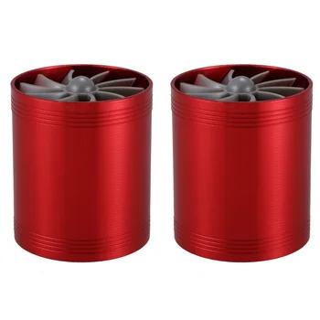 2X dvigubos turbinos turbo įkroviklis Oro įsiurbimo dujų degalų taupymo ventiliatorius automobiliui (raudona)