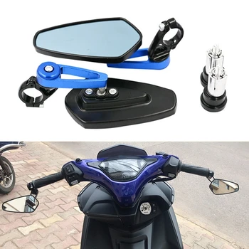 2x Motociklo vairo galo atšvaitai Rotuojami universalūs šoniniai galinio vaizdo veidrodžiai, skirti motociklų aklosios zonos veidrodžiams
