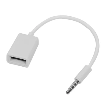 3.5mm vyriškas AUX garso kištukas į USB 2.0 Moteriškas keitiklio kabelio laidas Automobilio MP3 išmaniajam telefonui