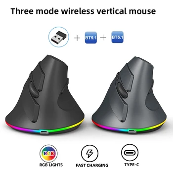 3 Režimai Belaidė vertikali pelė Laidinė makro programuojama RGB ergonomikos žaidimas Mause 3200DPI USB optinės pelės PC nešiojamam kompiuteriui