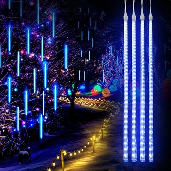 30/50cm LED meteorų dušas Lietaus šviesa Šventiniai žiburiai Gatvės girliandų fėjos žibintai Lauko kalėdinė vestuvių dekoracija Navidadas