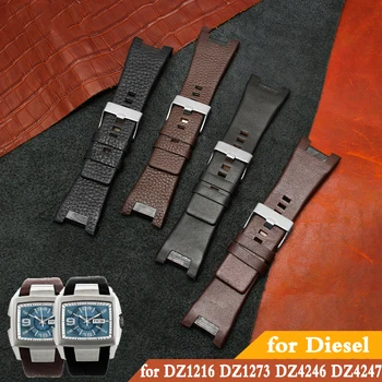 32mm natūralios odos laikrodžių dirželis dyzelinui DZ1216 DZ1273 DZ4246 DZ4247 DZ4287 apyrankė Vyriški laikrodžiai Rankiniai laikrodžiai Įpjovos juosta