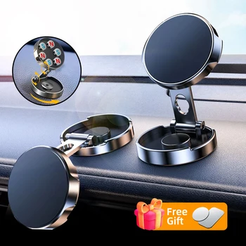 360 Rotuojamas magnetinis automobilinio telefono laikiklis Magnetas Išmanusis telefonas Universalus sulankstomas GPS telefono laikiklis automobilyje, skirtas iPhone Samsung Xiaomi