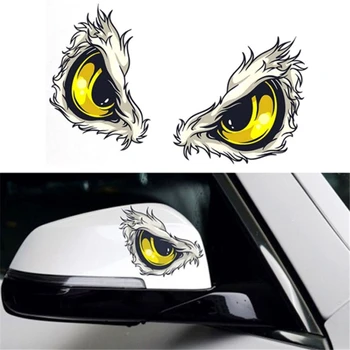 3D Automobilio lipdukas ant automobilių Stereo šviesą atspindintis paukštis Hawkeye Eagle Eyes Automobilio šoninis sparno lipdukas Galinio vaizdo veidrodėlis Automobilio lipdukas