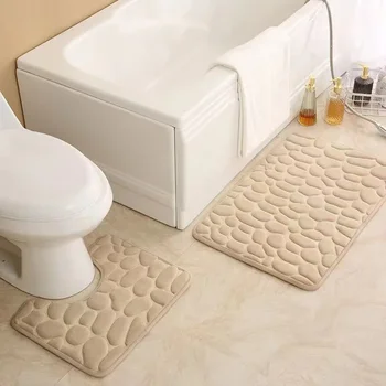 3D Neslidus vonios kilimėlis Akmenimis grįstas reljefinis vonios kilimėliai Sugeriantys durų kilimėliai Durų durų grindų kilimėliai Mašina plaunama greitai džiūsta