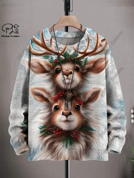 3D Spausdinimas Kalėdų eglutė Kalėdų senelis Snaigė Briedis Katė Bjaurus megztinis Casual Unisex Žieminiai džemperiai