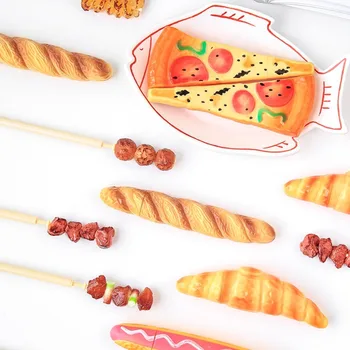 3PCS Plastikinė maisto serija Juokinga picos tušinukas Greitai džiūstantis dilimui atsparus duonos rašiklis