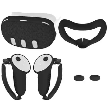 4 dalių silikoninis apsauginis dangtelio apvalkalo dėklas, skirtas Meta Quest 3 VR ausinių galvos veido dangtelio rankenos rankenos rankenos dangtelis VR priedai