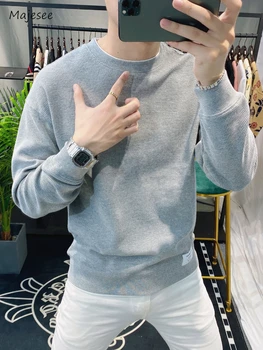 4 Spalvoti džemperiai Vyrai Paprastas apvalus kaklas Jaukus japoniškas stilius Daily Harajuku Šiltas Populiarus Pažangus prašmatnus Gražus Estetika 2023