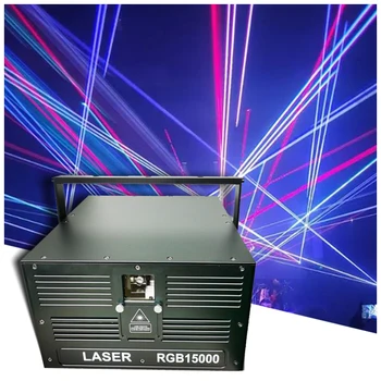 45Kpps ILDA 15W RGB animacijos spindulių skaitytuvas Scenos lazerio šviesos projektorius DJ Disco Bar Club Vakarėlis Šokis Vestuvės Kalėdų efekto šou