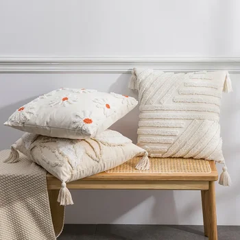 45x45cm Modernus lengvas prabangaus stiliaus kuokštinis puokštės pagalvės užvalkalas, namų minkšta dekoravimo pagalvėlė, svetainės sofos pagalvės užvalkalas