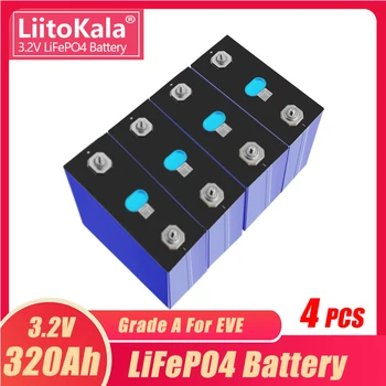4PCS LiitoKala 3.2V 320Ah ląstelės Visiškai nauja 48V Lifepo4 320Ah baterija 310Ah A klasės 48V 24V įkraunama baterija su šynomis