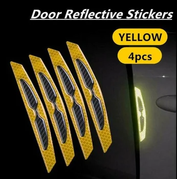 4x geltona automobilio durų krašto apsauga šviesą atspindinti lipduko juosta lipduko saugos įspėjimas