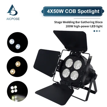 4x50W COB LED Par Light 200W Stage Strobe Light Warm White/Cool White DMX512 Control DJ Disco Set Performance Lighting