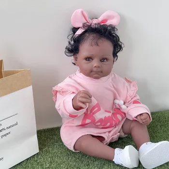 50CM Bebe Doll Reborn Baby In Black Skin Girl Doll Newborn Size Aukštos kokybės kolekcinė meno lėlė