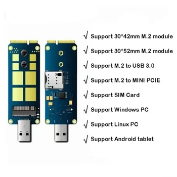 5G USB 3.0 M.2 į MINIPCIE adapterio kortelę Dvipusė SIMCOM kūrimo plokštė Quectel 4G 5G M.2 modulis 5G USB 3.0 M.2 į USB
