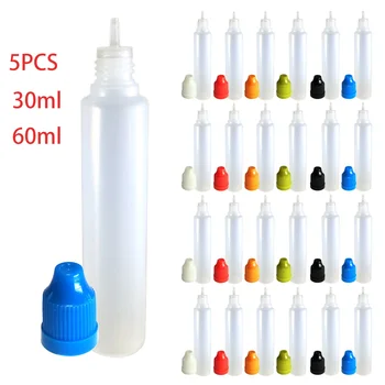 5PCS 30ml 60ml LDPE tušti lašintuvo buteliukai Išspaudžiami sulčių akių skystų lašintuvų indai su CRC dangteliais Kištuko antgalių piltuvas